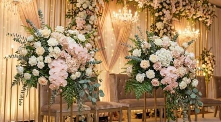 standing flower pelaminan