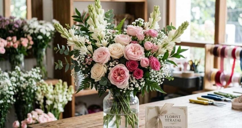 Rangkaian Bunga Sedap Malam dan Mawar